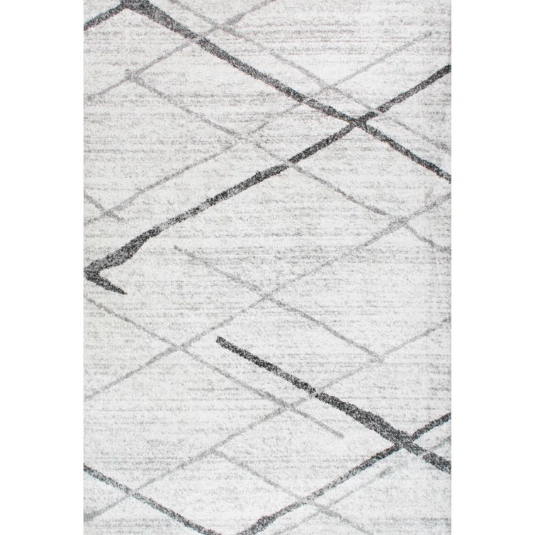 Amii Abstract Stripe Contemporary Ivory/Gray/Charcoal Area Rug