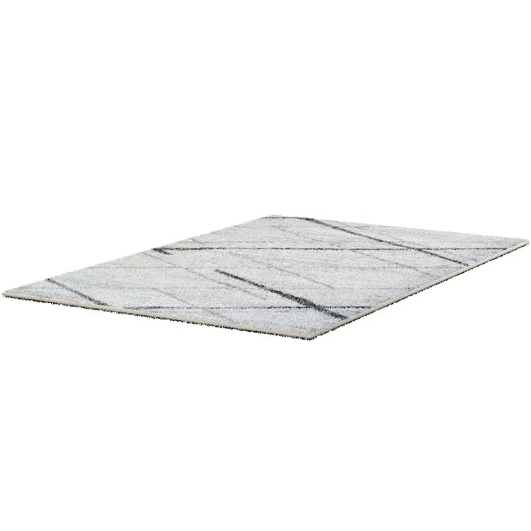 Amii Abstract Stripe Contemporary Ivory/Gray/Charcoal Area Rug